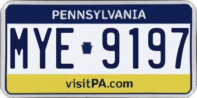 PA license plate MYE9197