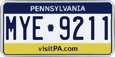 PA license plate MYE9211