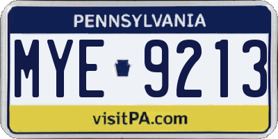 PA license plate MYE9213