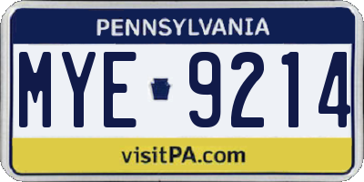 PA license plate MYE9214
