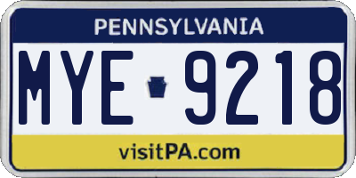 PA license plate MYE9218