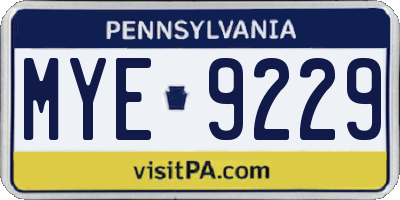 PA license plate MYE9229