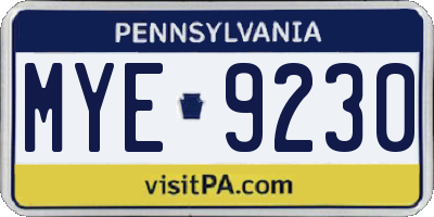 PA license plate MYE9230