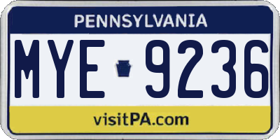 PA license plate MYE9236