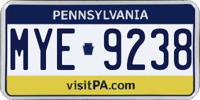 PA license plate MYE9238