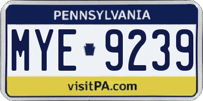 PA license plate MYE9239
