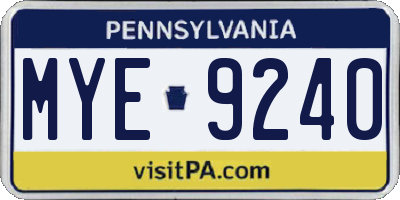 PA license plate MYE9240