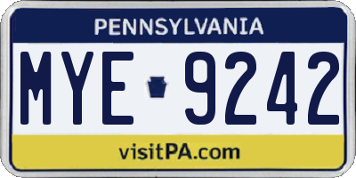 PA license plate MYE9242