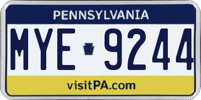 PA license plate MYE9244