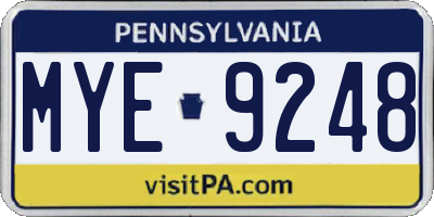 PA license plate MYE9248