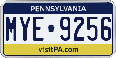 PA license plate MYE9256