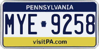 PA license plate MYE9258