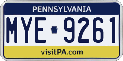 PA license plate MYE9261