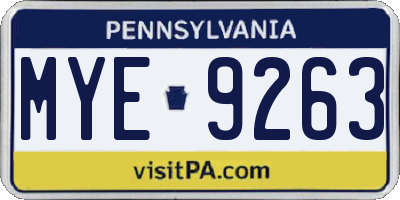 PA license plate MYE9263