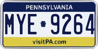 PA license plate MYE9264
