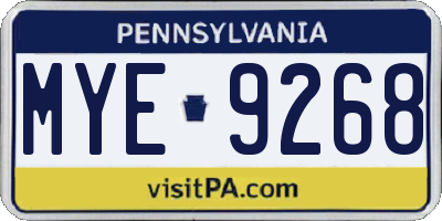 PA license plate MYE9268