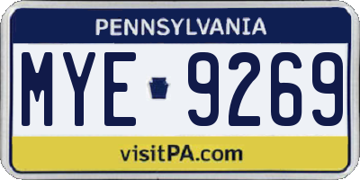PA license plate MYE9269