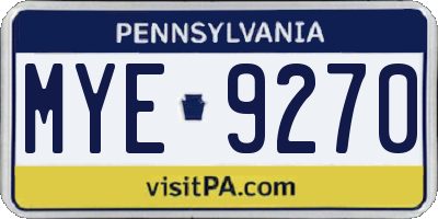 PA license plate MYE9270