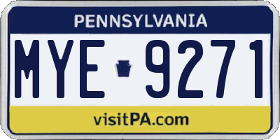PA license plate MYE9271