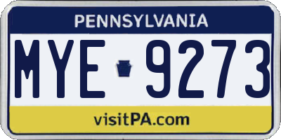 PA license plate MYE9273