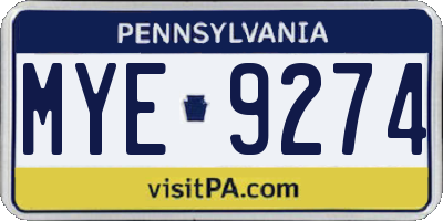PA license plate MYE9274