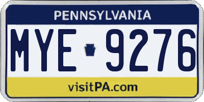 PA license plate MYE9276