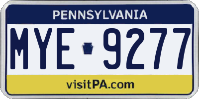 PA license plate MYE9277