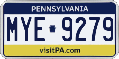 PA license plate MYE9279
