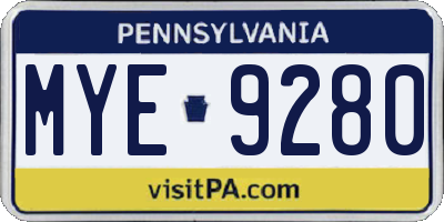 PA license plate MYE9280