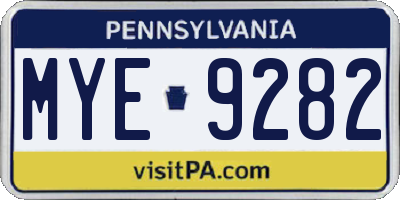 PA license plate MYE9282