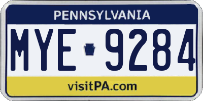 PA license plate MYE9284