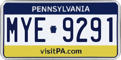 PA license plate MYE9291