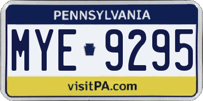 PA license plate MYE9295