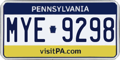 PA license plate MYE9298