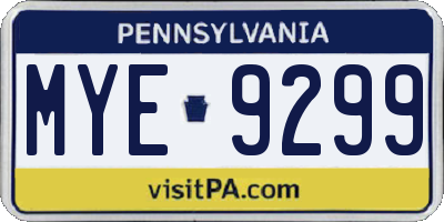 PA license plate MYE9299