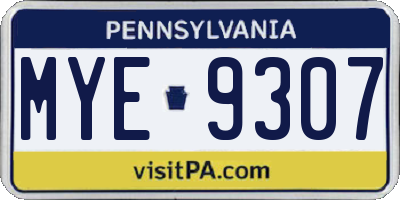 PA license plate MYE9307