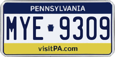 PA license plate MYE9309