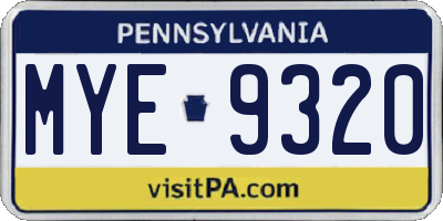 PA license plate MYE9320