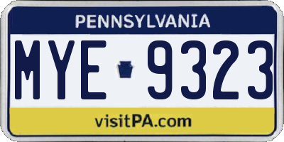 PA license plate MYE9323