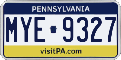 PA license plate MYE9327