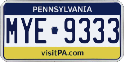PA license plate MYE9333