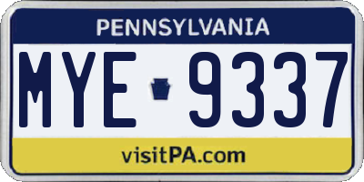 PA license plate MYE9337