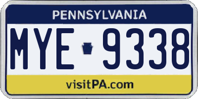 PA license plate MYE9338
