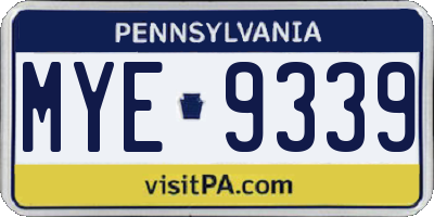 PA license plate MYE9339