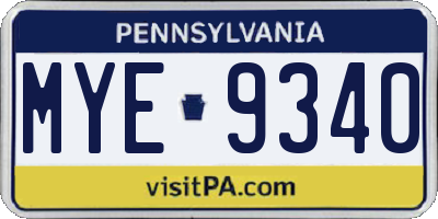 PA license plate MYE9340