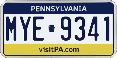 PA license plate MYE9341