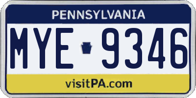 PA license plate MYE9346