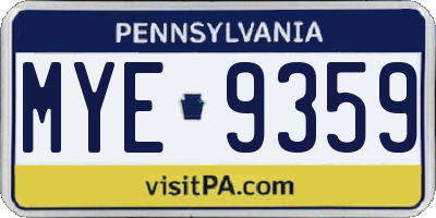 PA license plate MYE9359