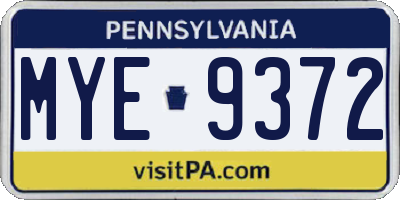 PA license plate MYE9372