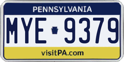 PA license plate MYE9379